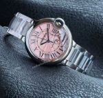 Cartier Ballon Bleu De 36mm Cal.076 Movement Pink Face SS Band Lady Watch